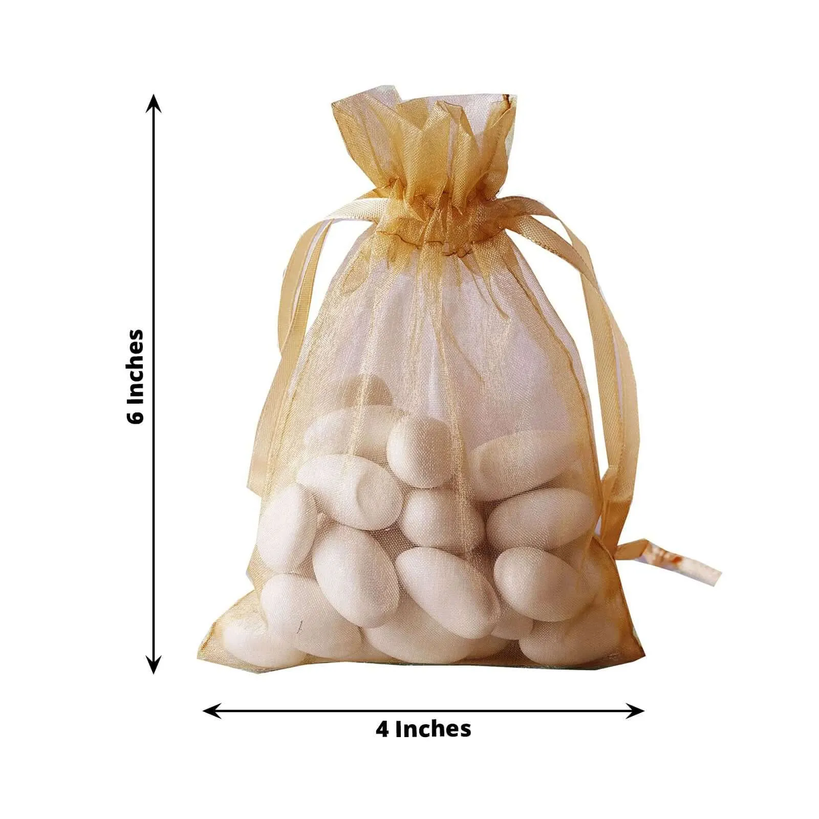 10 Pack Gold Organza Drawstring Wedding Party Favor Gift Bags 4"x6"