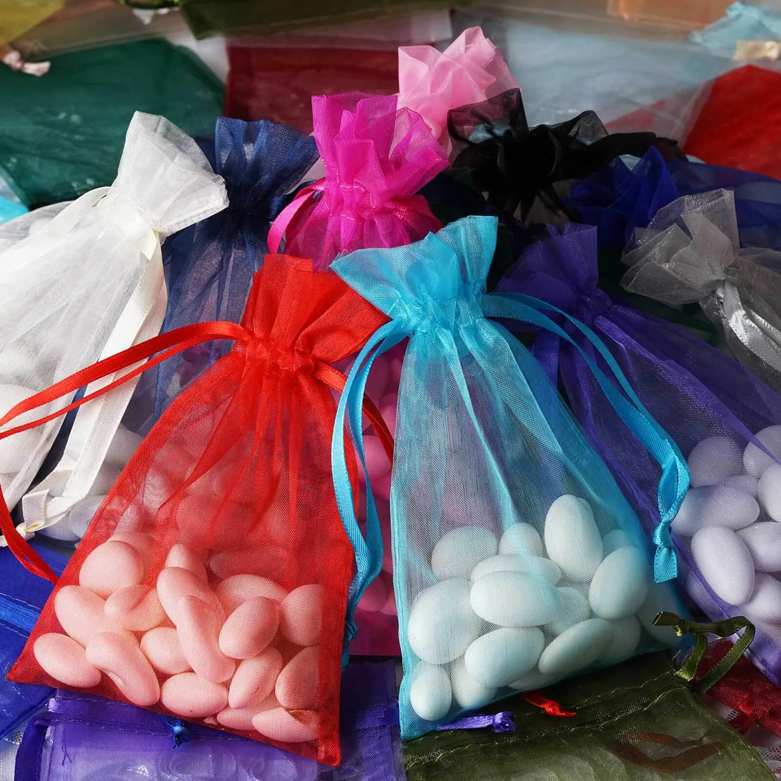 10 Pack Gold Organza Drawstring Wedding Party Favor Gift Bags 4"x6"