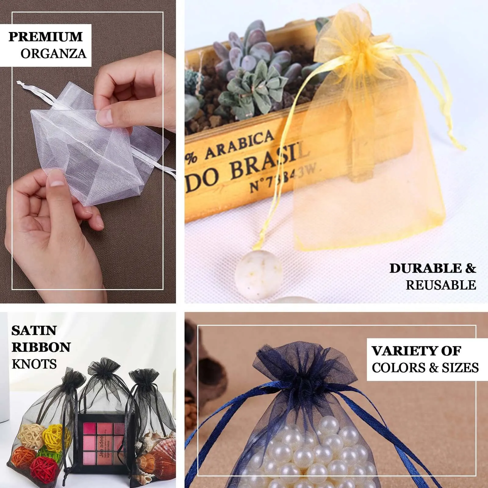 10 Pack Gold Organza Drawstring Wedding Party Favor Gift Bags 4"x6"