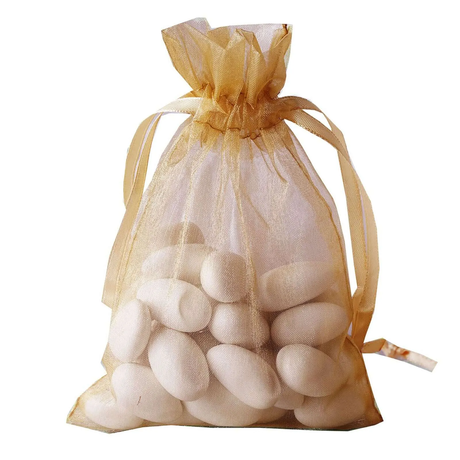 10 Pack Gold Organza Drawstring Wedding Party Favor Gift Bags 4"x6"