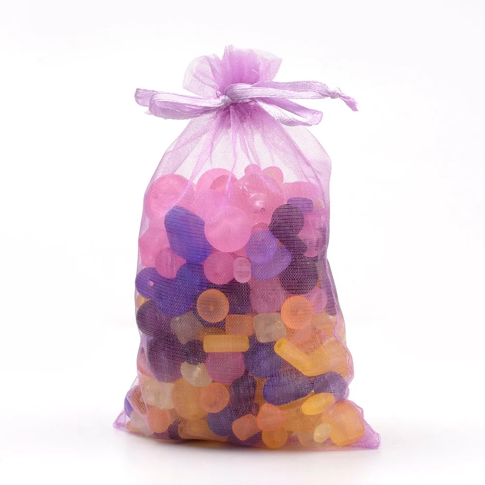100 pc Organza Gift Bags with Drawstring, Jewelry Pouches, Wedding Party Christmas Favor Gift Bags, Red, 9x7cm