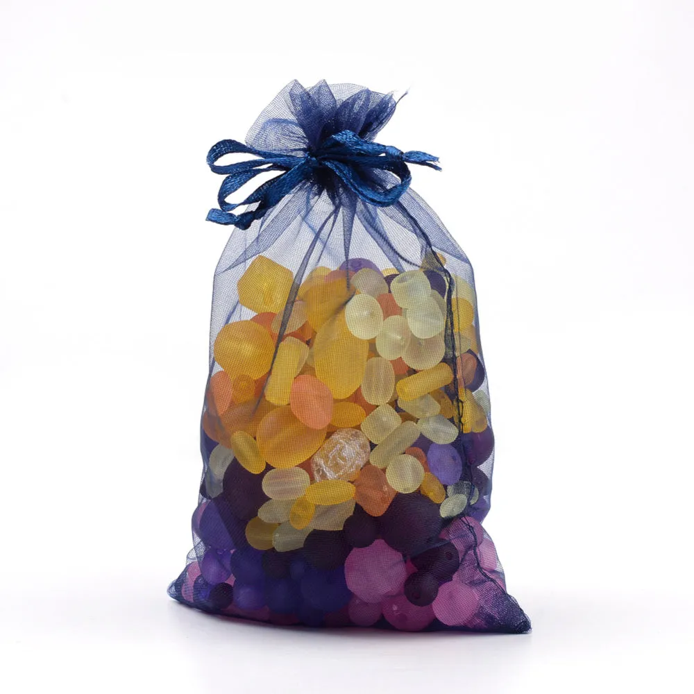 100 pc Organza Gift Bags with Drawstring, Jewelry Pouches, Wedding Party Christmas Favor Gift Bags, Red, 9x7cm