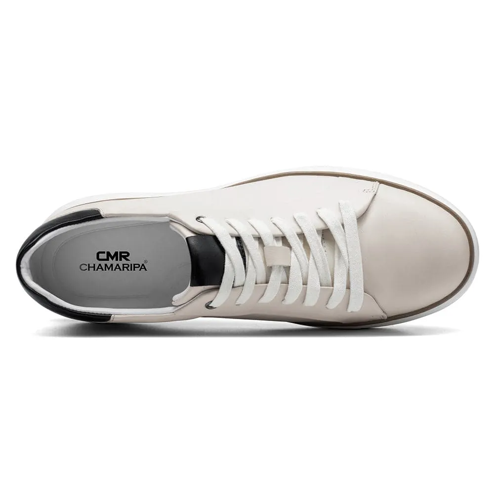 6 CM / 2.36 Inches CMR CHAMARIPA Beige Men's Casual Sneakers with Height Increasing Shoe Lifts