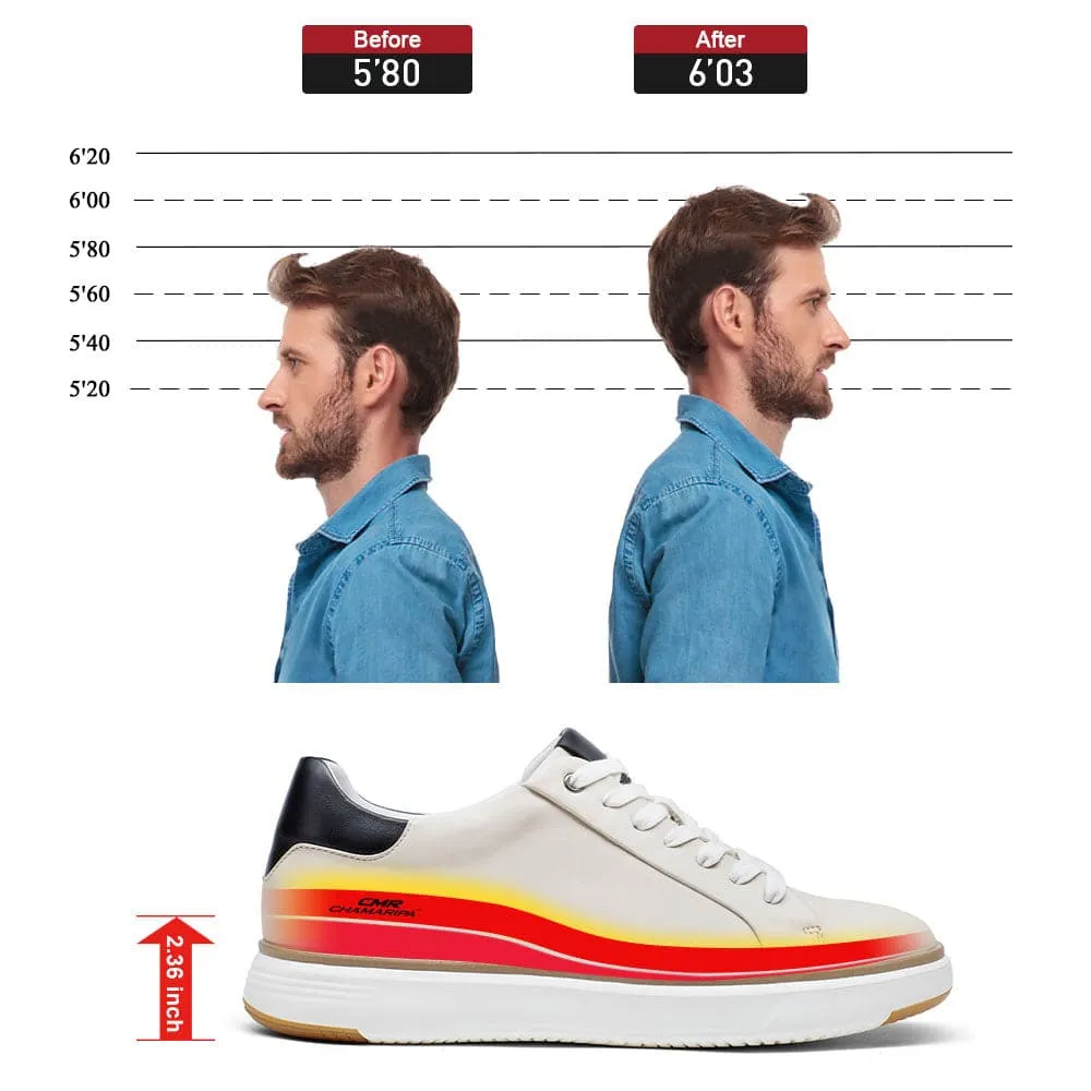 6 CM / 2.36 Inches CMR CHAMARIPA Beige Men's Casual Sneakers with Height Increasing Shoe Lifts