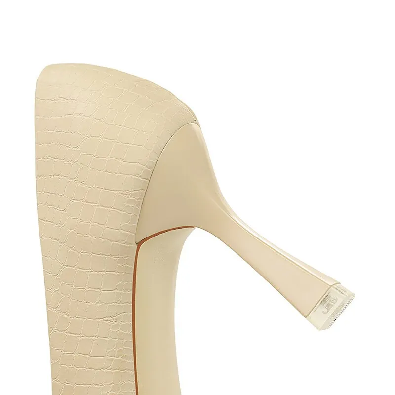 Amozae-   Autumn Elegant Women Apricot Leather Pumps Yellow Pointed Toe Pumps White Thin High Heels Pumps Ladies Paty Plus Size Shoes