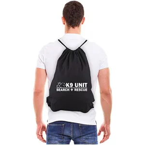 Army Force Gear K-9 Unit Search and Rescue Reusable Canvas Drawstring Bag, Black & White