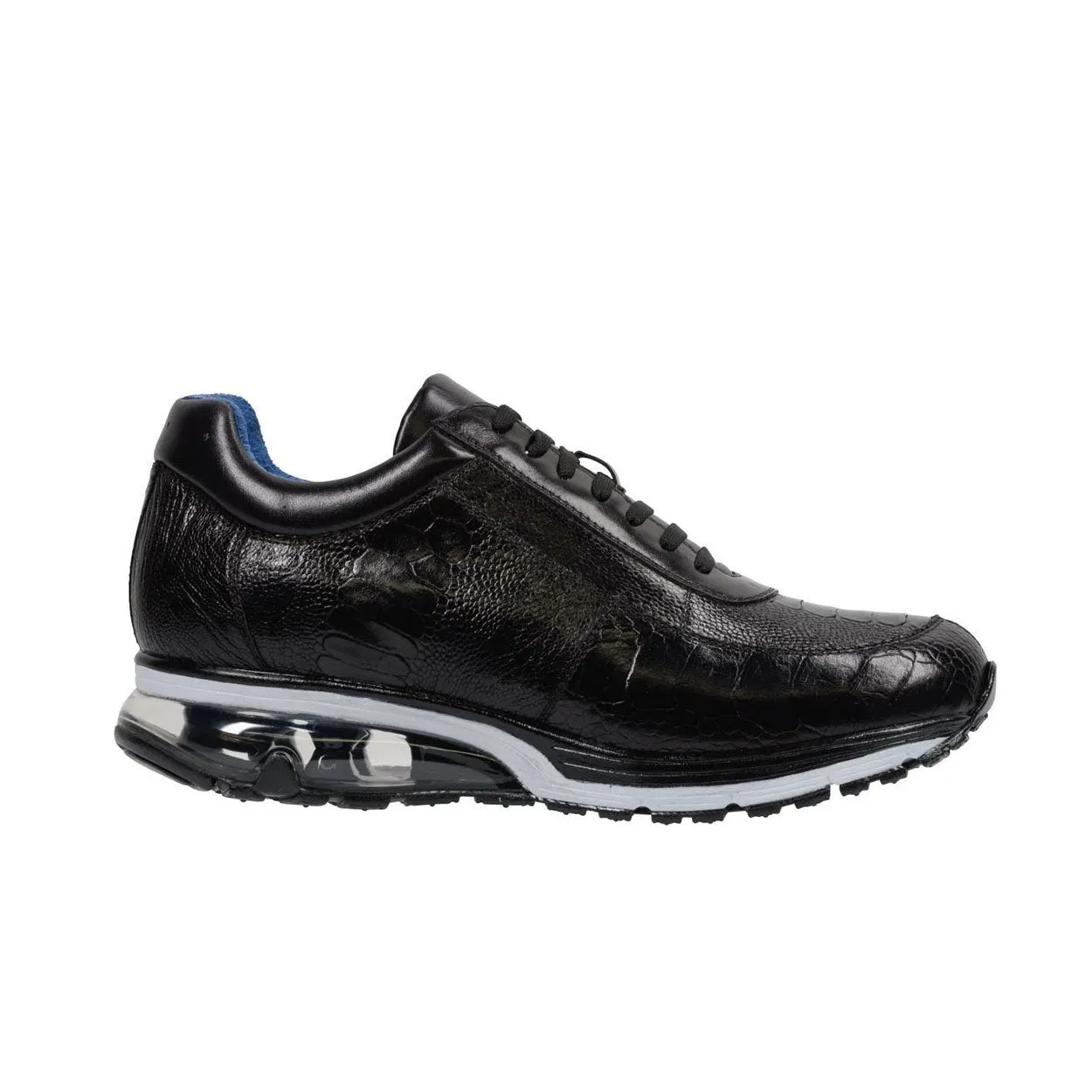 Belvedere E02 Todd Men's Shoes Black Exotic Genuine Ostrich Casual Sneakers (BV2954)
