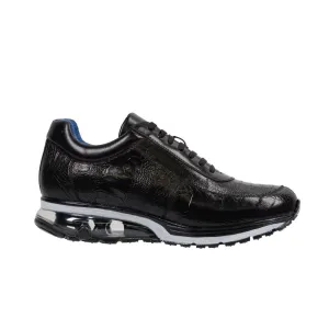 Belvedere E02 Todd Men's Shoes Black Exotic Genuine Ostrich Casual Sneakers (BV2954)