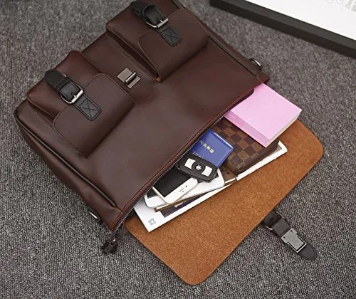 Berchirly Large Capacity Casual Men PU Leather Backpack Messenger Shoulder bags Daypack Handbag