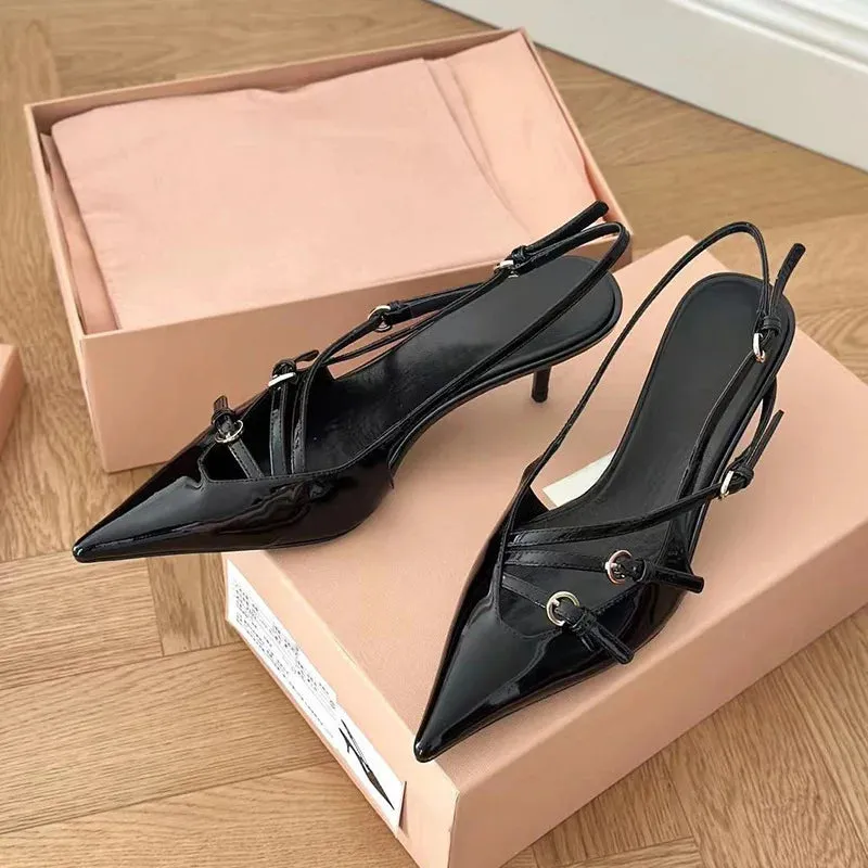 binfenxie 2024 Summer Sexy High Heels Women Sandals Shoes New Pointed Toe Dress Party Shoes Fashion Outdoor Walking Pumps Mujer Zapatos