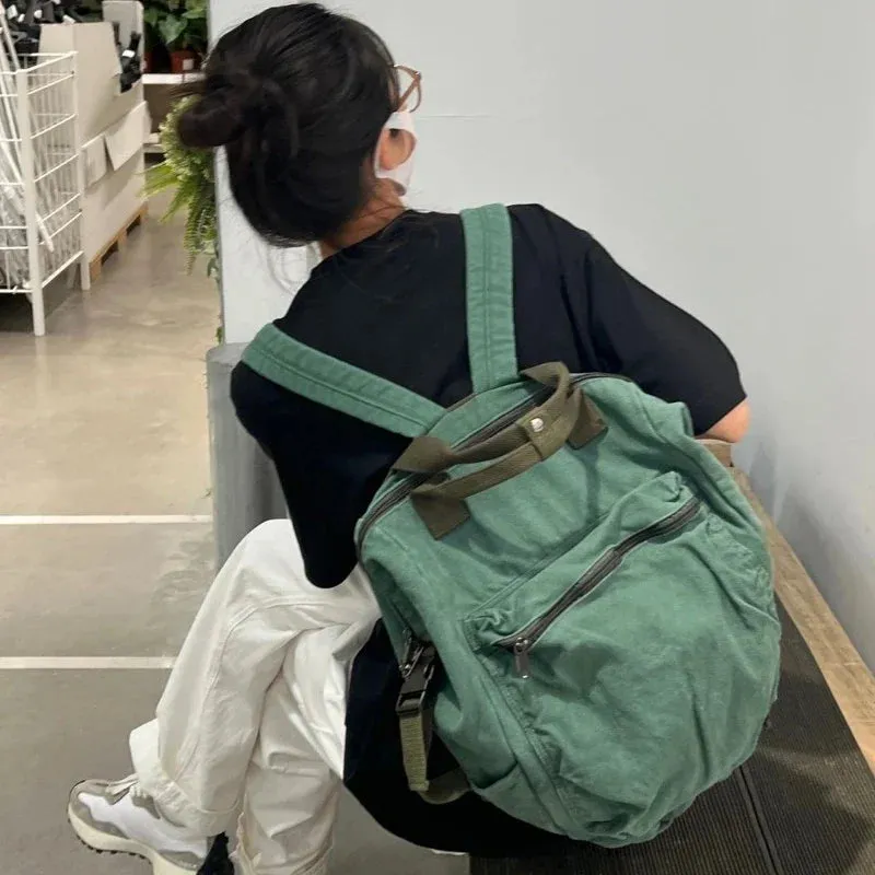 binfenxie Japanese Ins Students Solid Rucksacks Simple All Match Women High-capacity Backpacks Casual Preppy Y2k Vintage Trendy Schoolbags