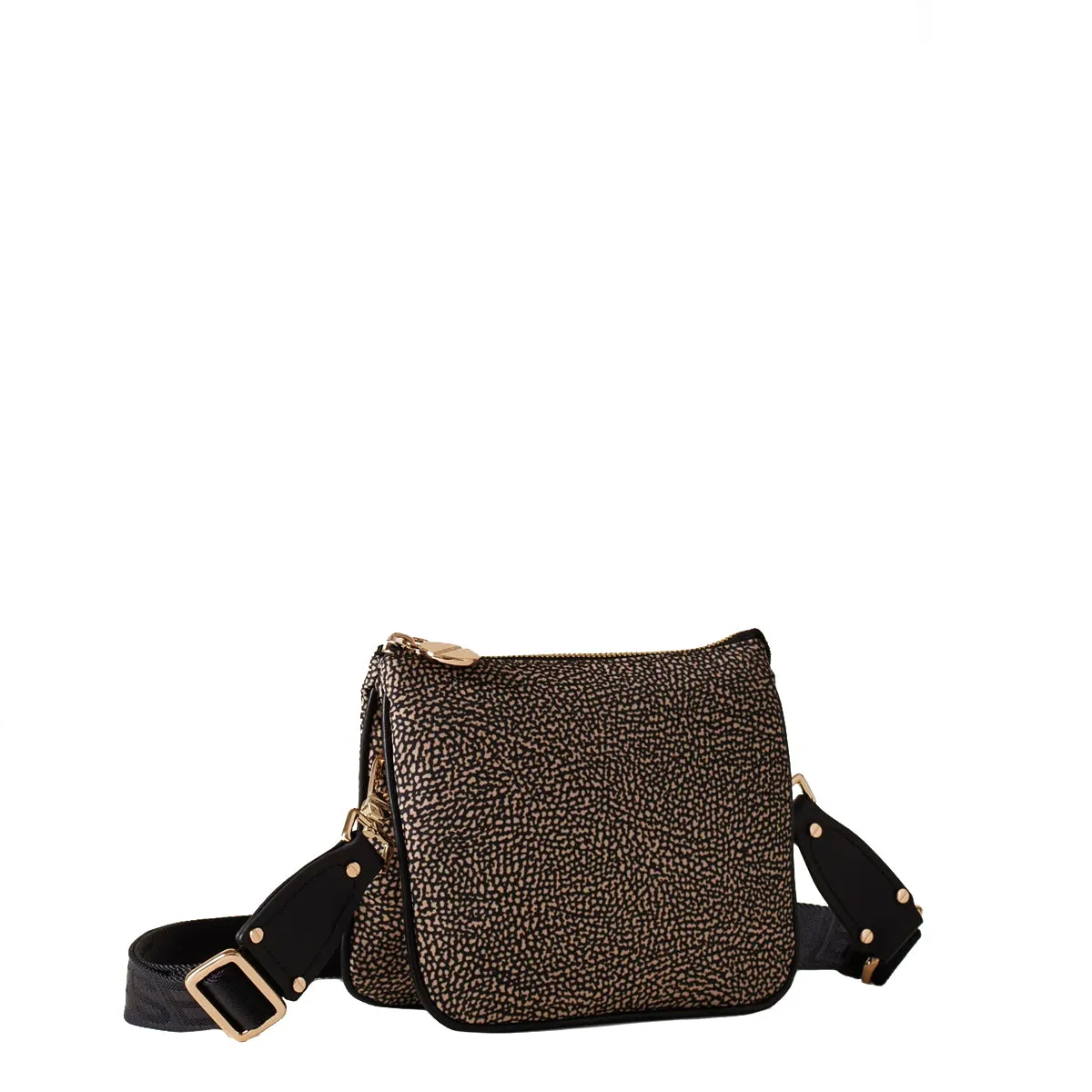 Borbonese - Mini Borsa a tracolla in Nylon Riciclato OP Naturale Nero - 934050I15 - OP/NATURALE/NERO