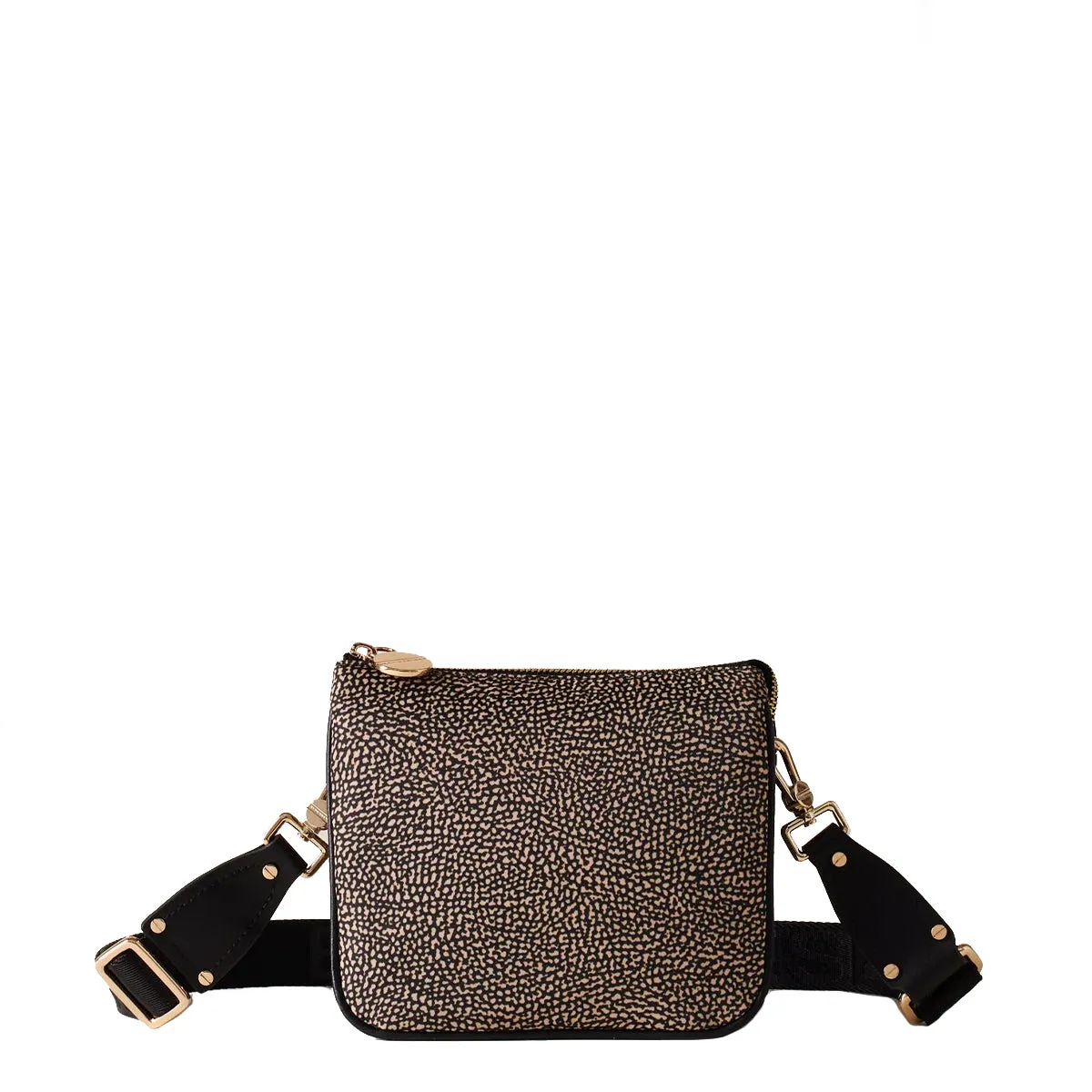 Borbonese - Mini Borsa a tracolla in Nylon Riciclato OP Naturale Nero - 934050I15 - OP/NATURALE/NERO