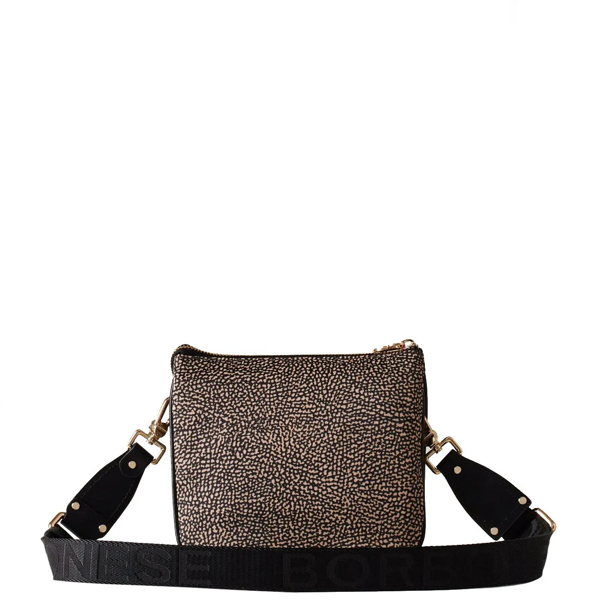 Borbonese - Mini Borsa a tracolla in Nylon Riciclato OP Naturale Nero - 934050I15 - OP/NATURALE/NERO