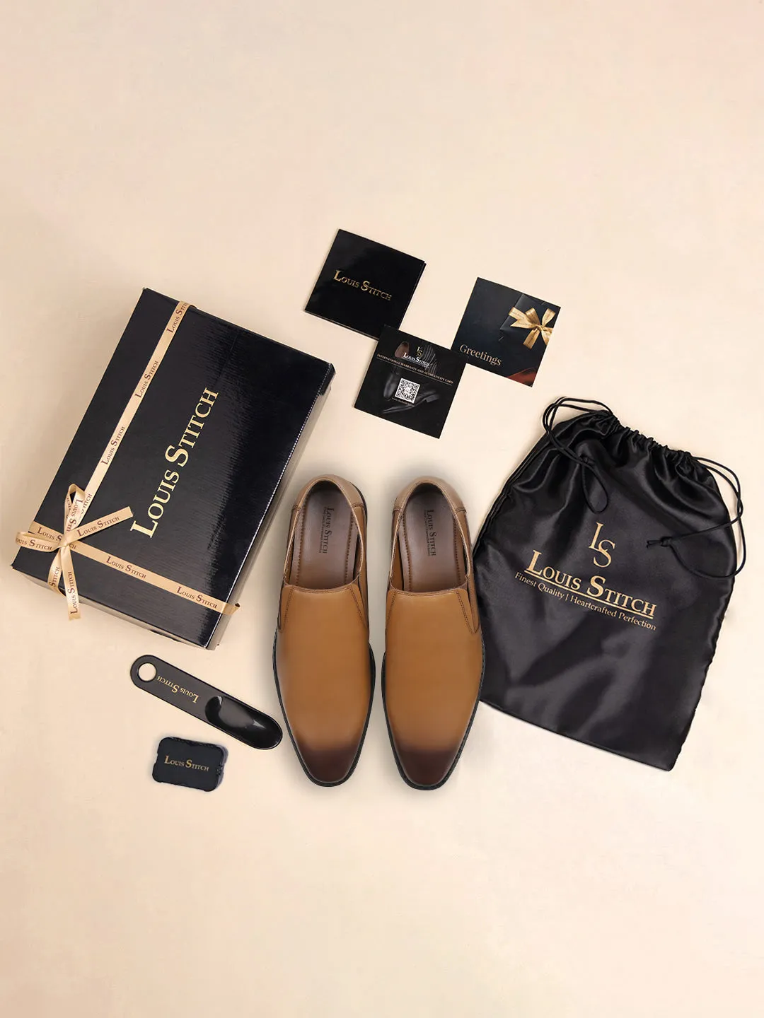 British Tan Egyptian Crust Leather Slip-On Shoes