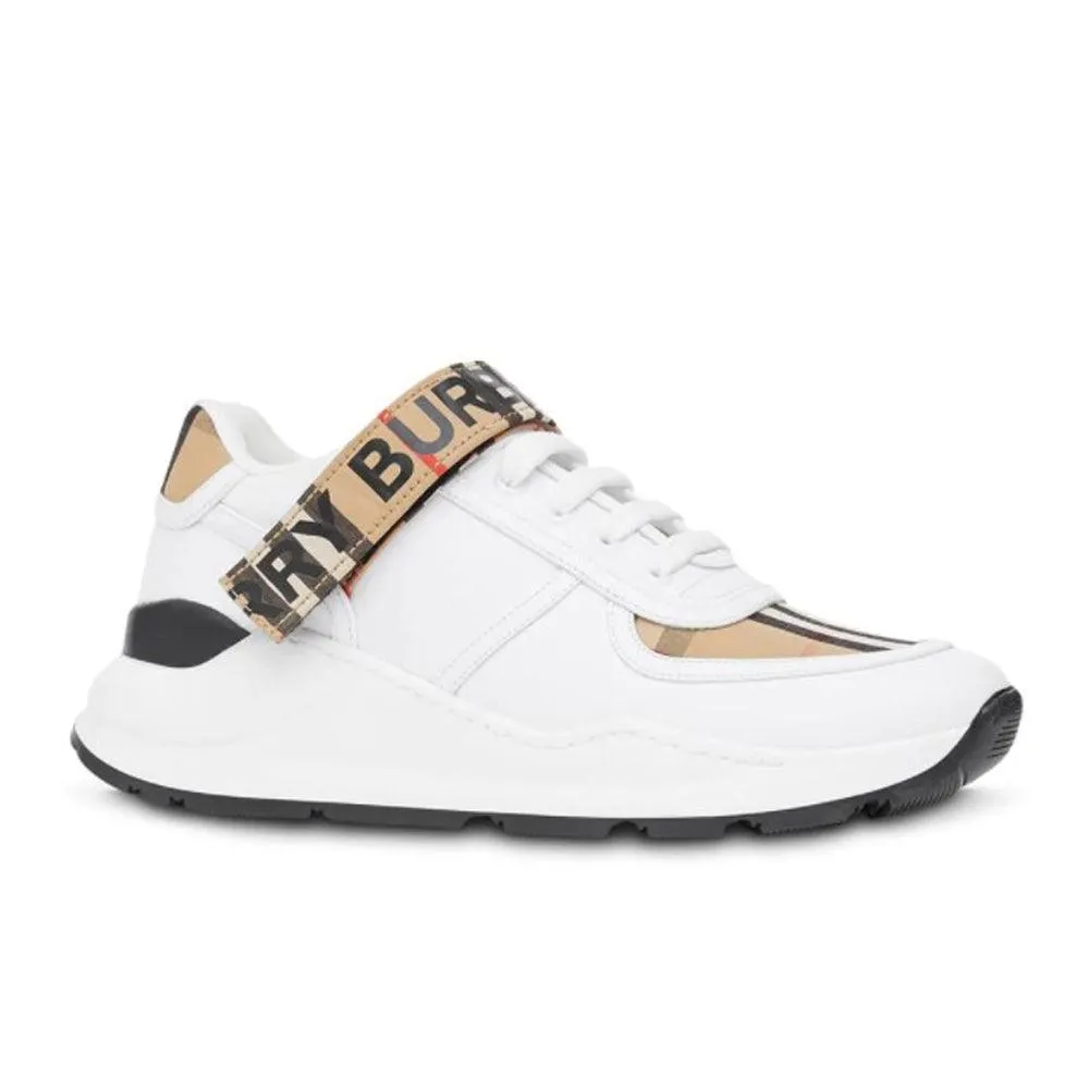 Burberry Logo Print Vintage Check and Leather Sneakers