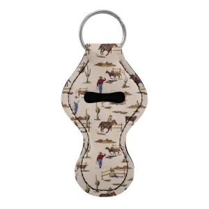 BYCHECAR Horse Chapstick Keychain Holder Western Cowboy Lipstick Holder Clip-on Lip Balm Holder Keychains for Women Girls Small Gifts