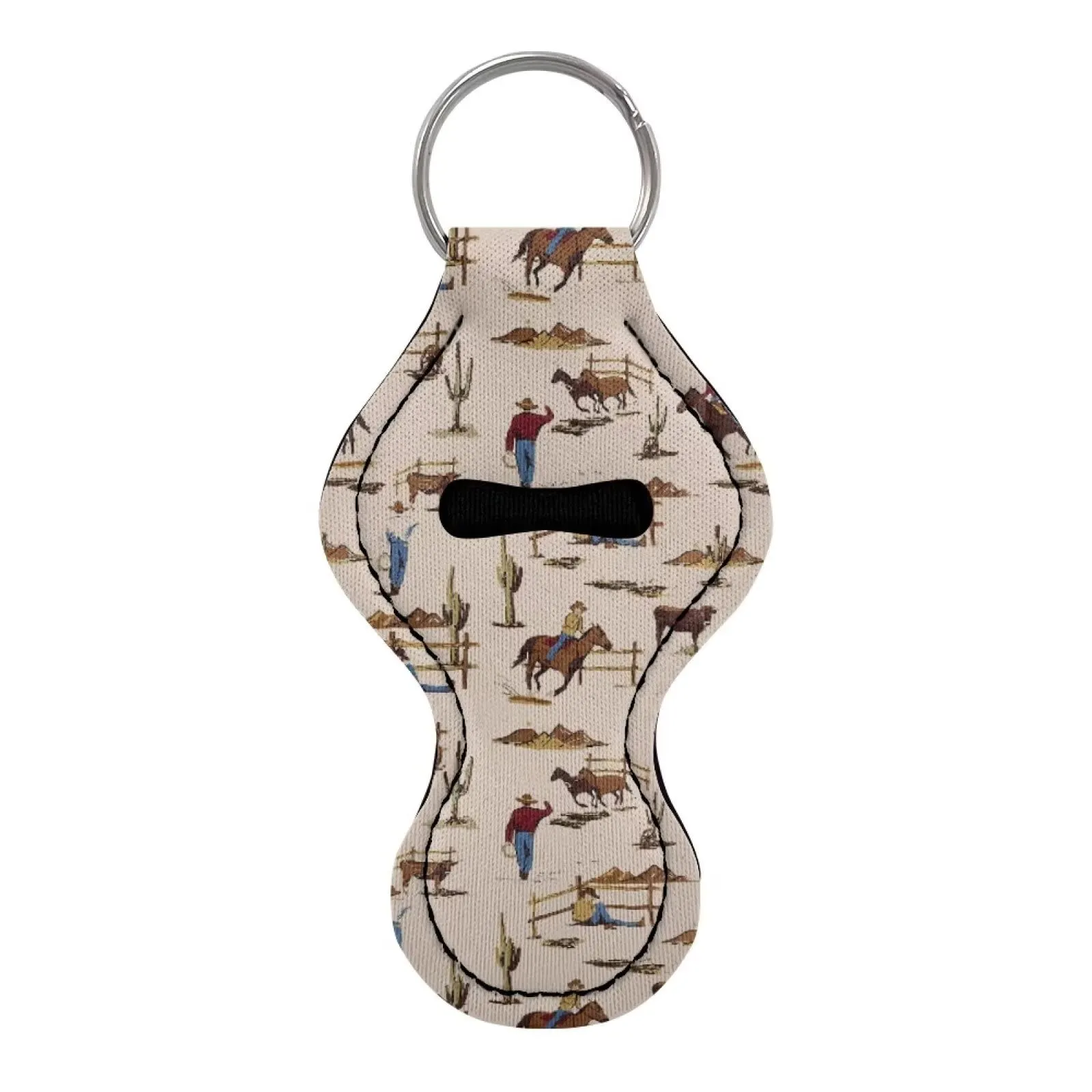 BYCHECAR Horse Chapstick Keychain Holder Western Cowboy Lipstick Holder Clip-on Lip Balm Holder Keychains for Women Girls Small Gifts