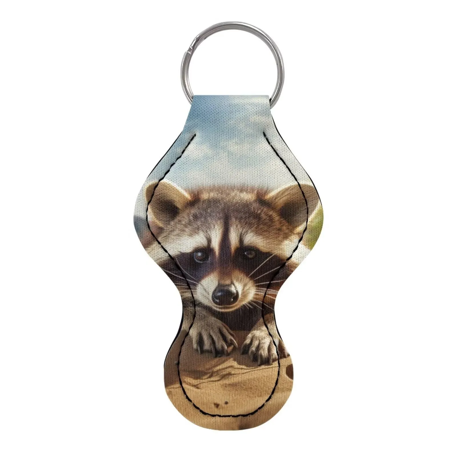 BYCHECAR Raccoon Chapstick Holder Keychain for Kids Cute Animal Lippy Clip Girls Balm Holder Key Chains Women Stocking Stuffers Lip Sleeve Pouch Small Gift