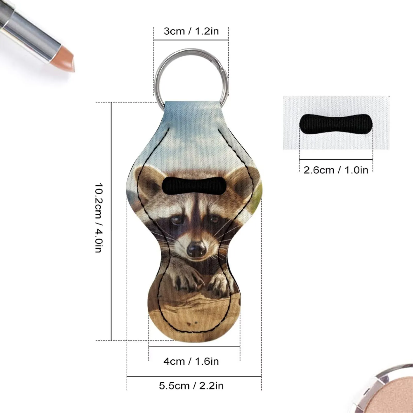 BYCHECAR Raccoon Chapstick Holder Keychain for Kids Cute Animal Lippy Clip Girls Balm Holder Key Chains Women Stocking Stuffers Lip Sleeve Pouch Small Gift