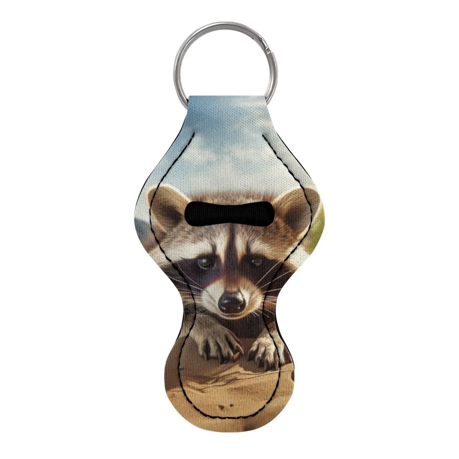 BYCHECAR Raccoon Chapstick Holder Keychain for Kids Cute Animal Lippy Clip Girls Balm Holder Key Chains Women Stocking Stuffers Lip Sleeve Pouch Small Gift