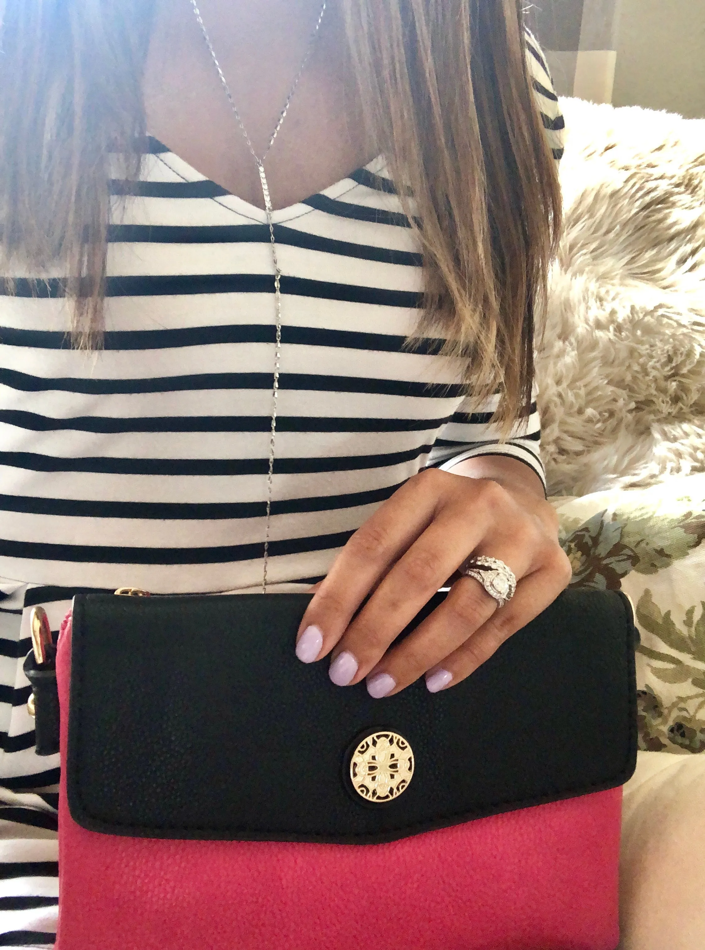 Calista Two-Tone Envelope Clutch Crossbody Bag