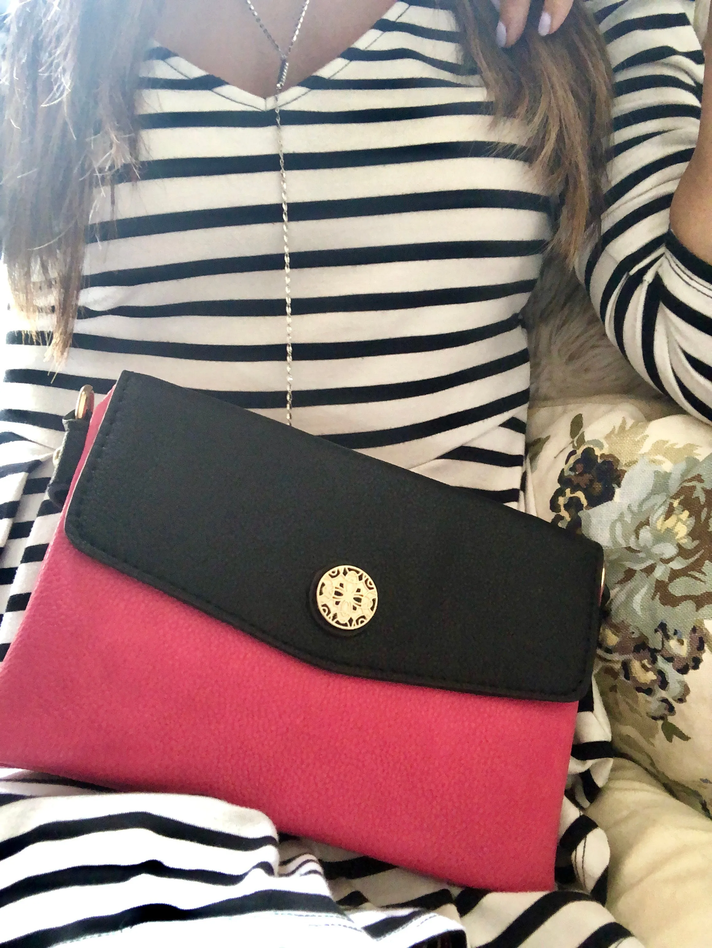 Calista Two-Tone Envelope Clutch Crossbody Bag