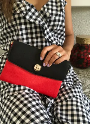 Calista Two-Tone Envelope Clutch Crossbody Bag
