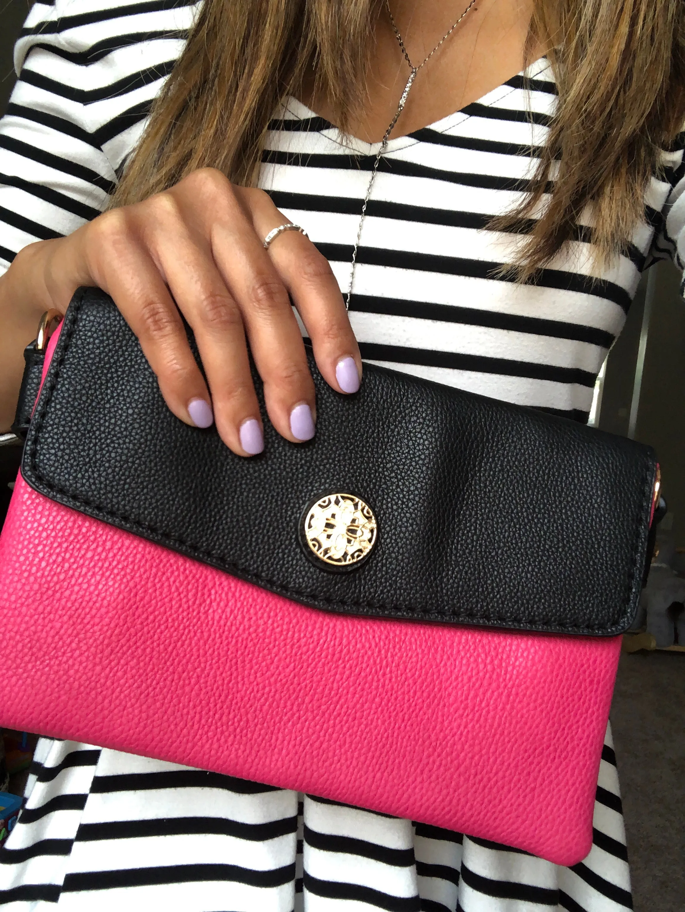 Calista Two-Tone Envelope Clutch Crossbody Bag