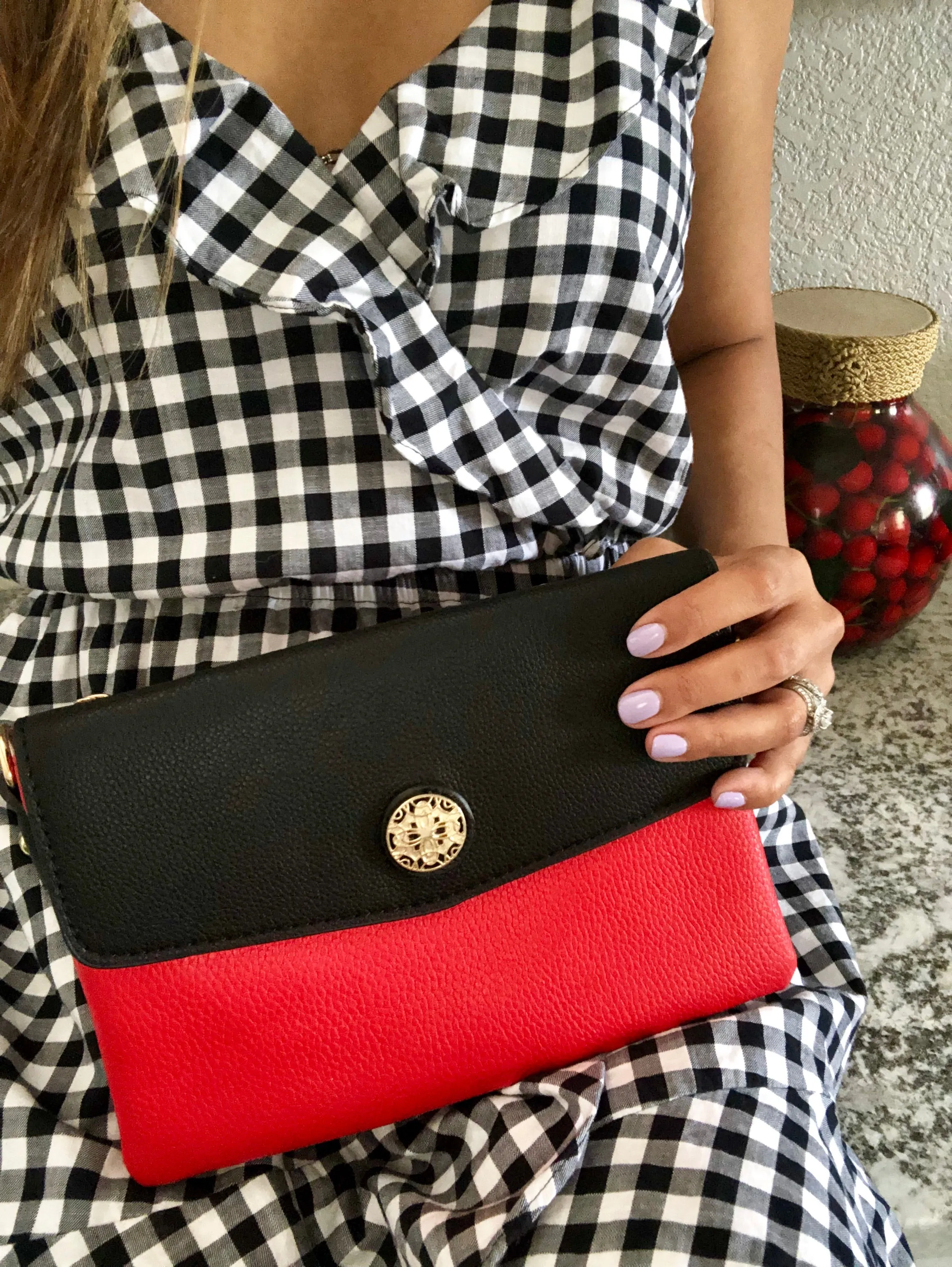 Calista Two-Tone Envelope Clutch Crossbody Bag