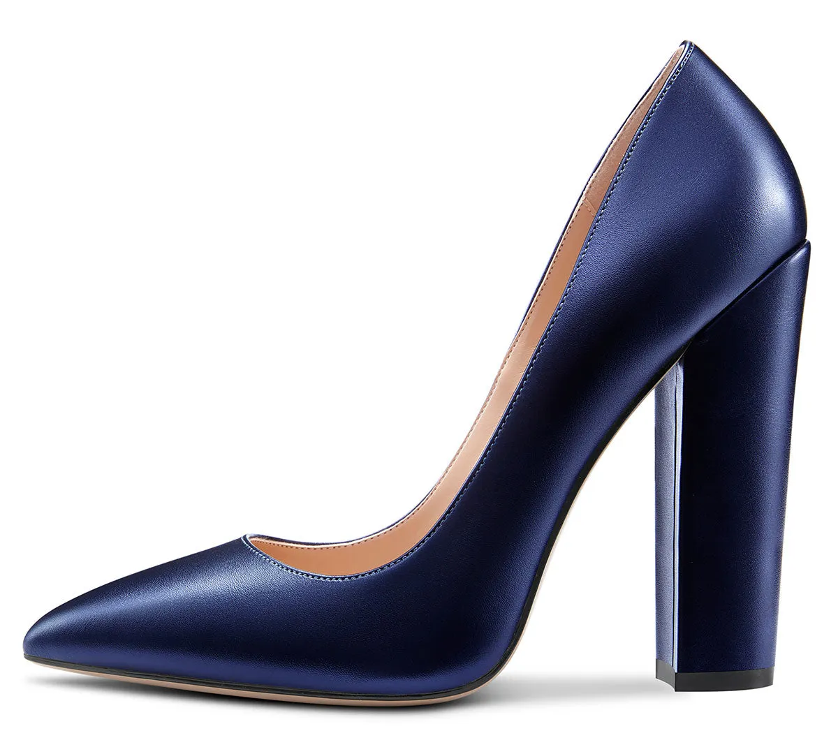 CASTAMERE Womens Sky High Block Heels Pumps Pointed Toe Slip-on 4.7 Inch Heels Classic Shoes