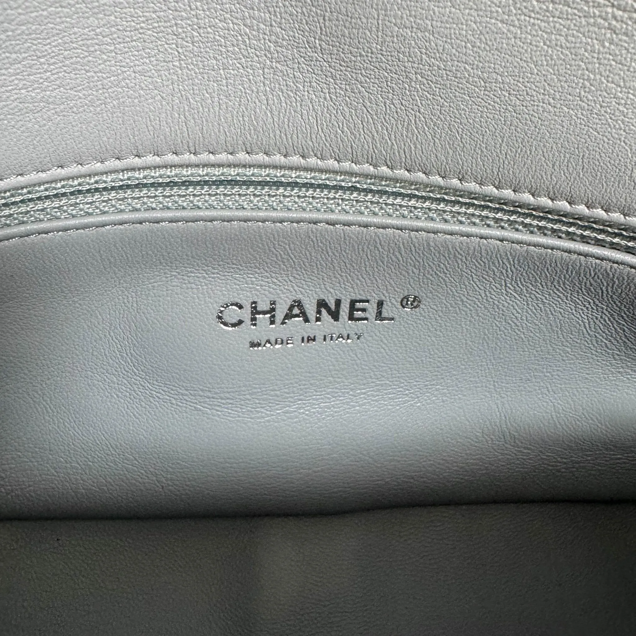 CC Flap Waterfall Sequin Blue Double Chain Shoulder Bag