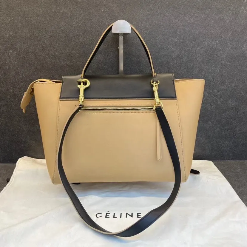 Celine Belt Bag Beige Black Leather Medium