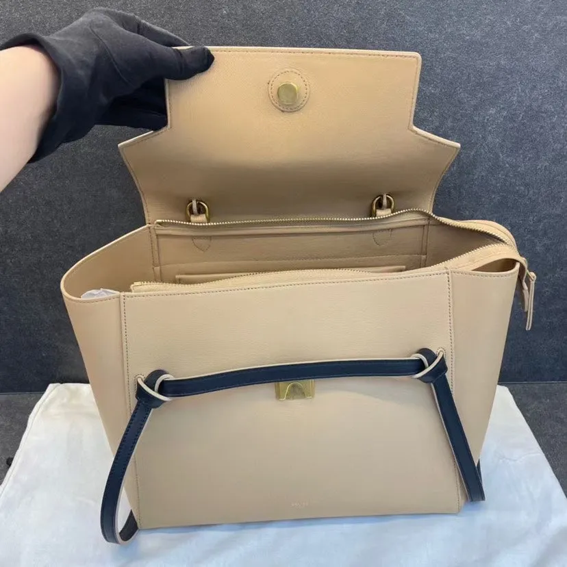 Celine Belt Bag Beige Black Leather Medium