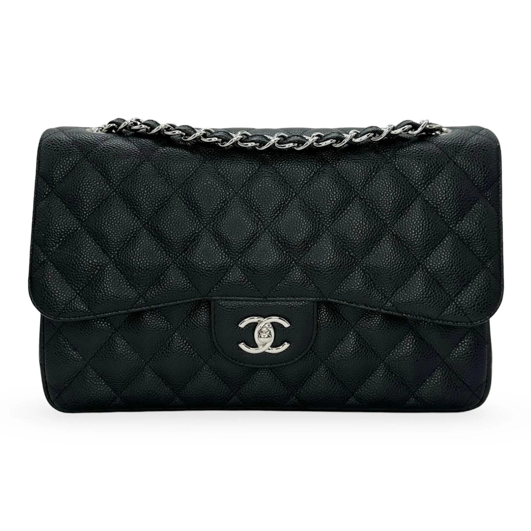 CHANEL: Quilted Caviar Jumbo Classic Double Flap