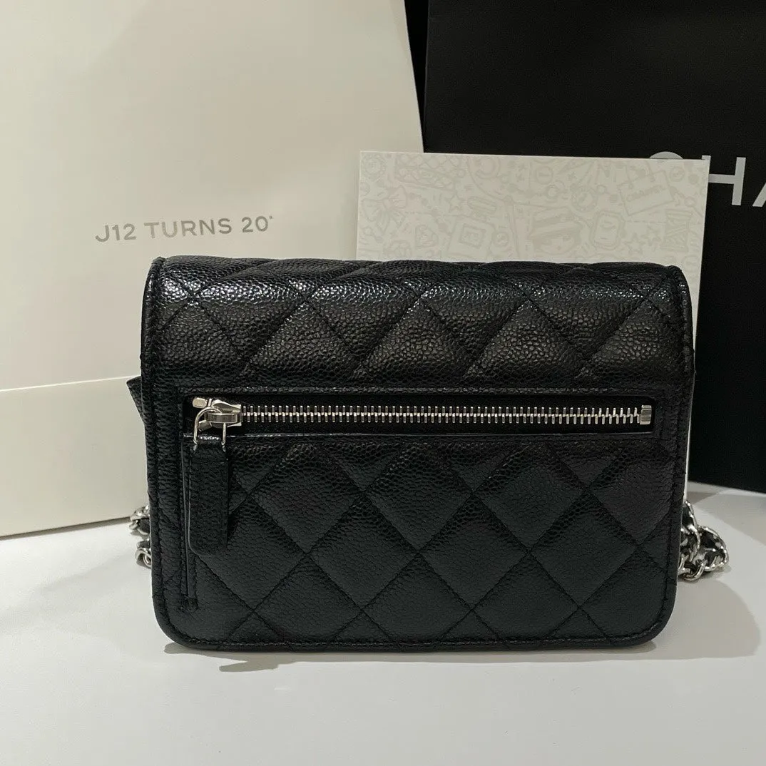 Chanel Wallet On Chain Caviar Leather Black Crossbody Bag