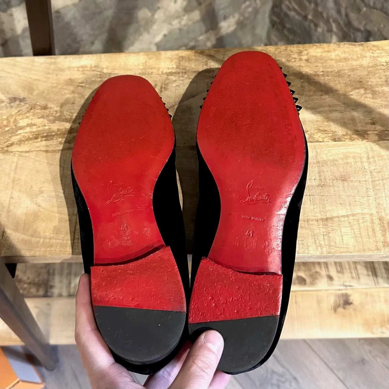 Christian Louboutin Black Velvet Spooky Loafers