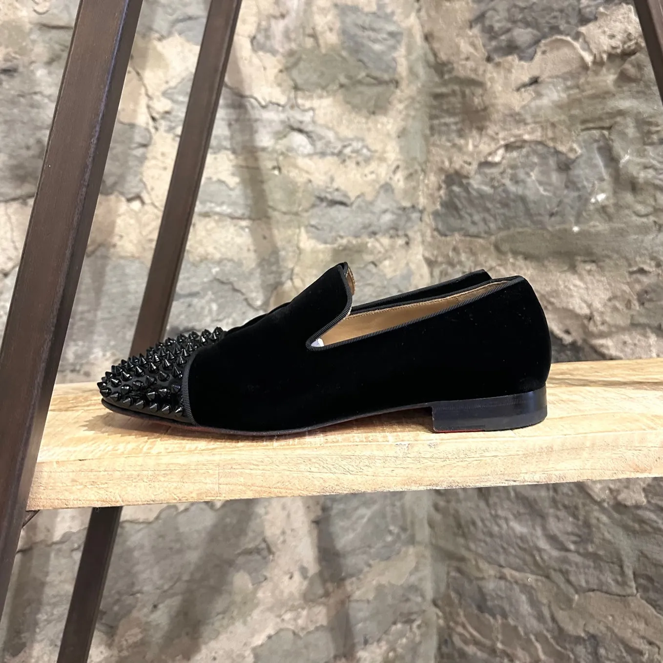 Christian Louboutin Black Velvet Spooky Loafers