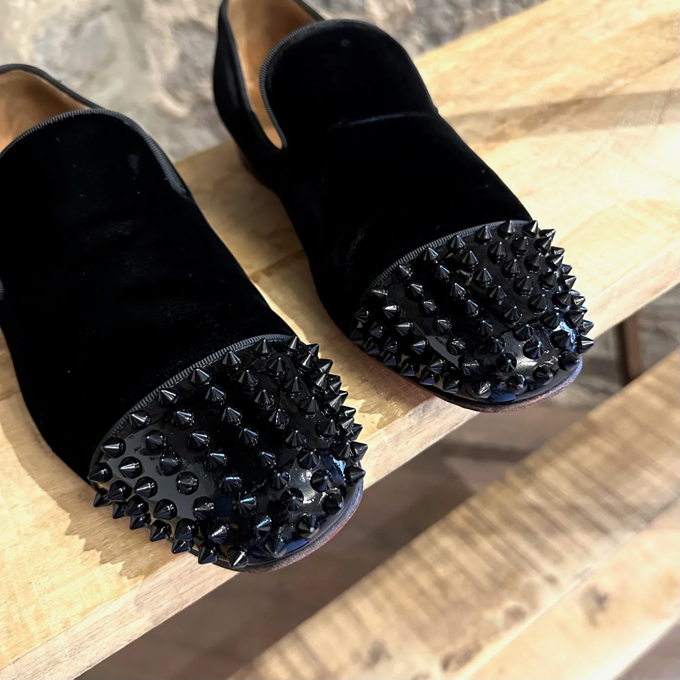 Christian Louboutin Black Velvet Spooky Loafers