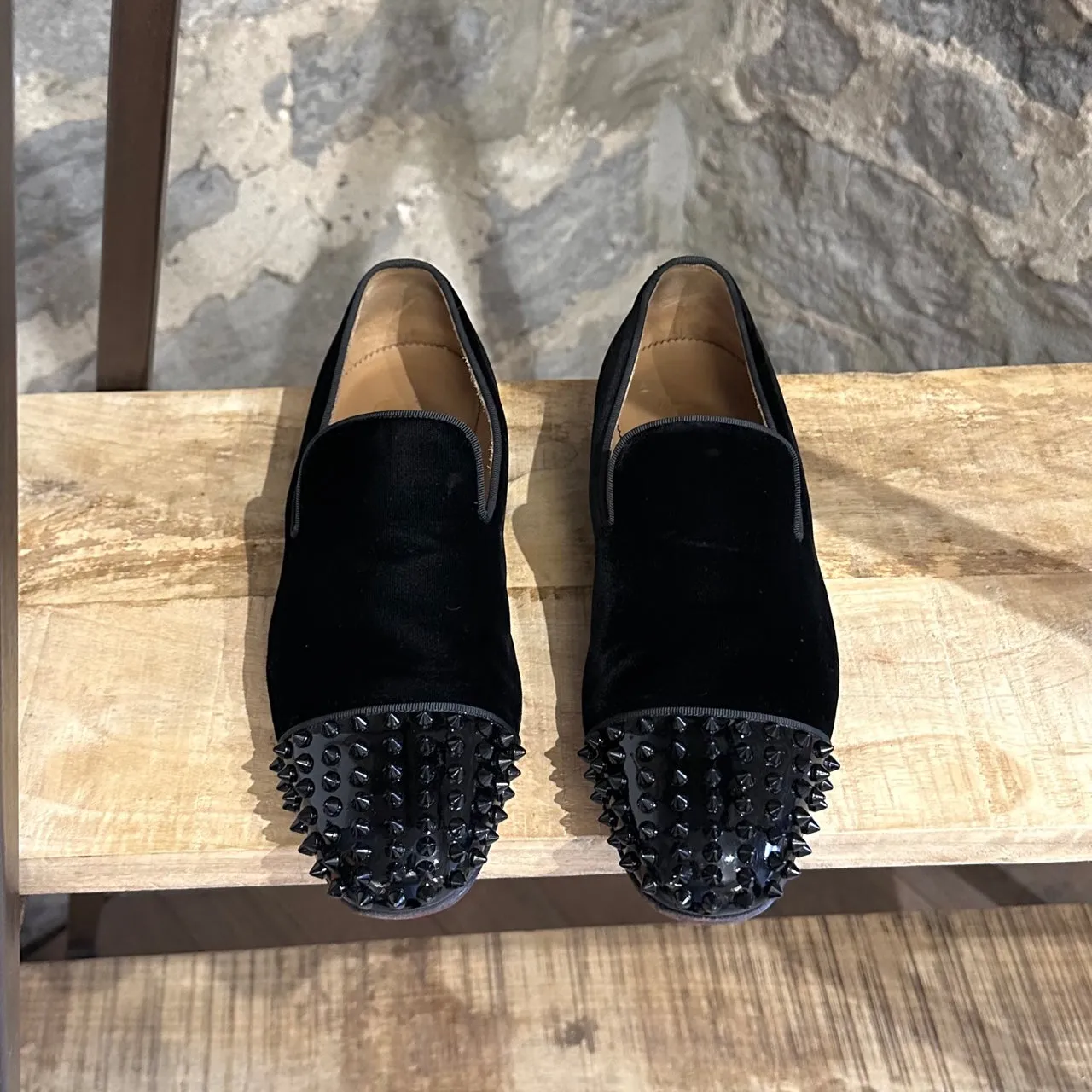 Christian Louboutin Black Velvet Spooky Loafers