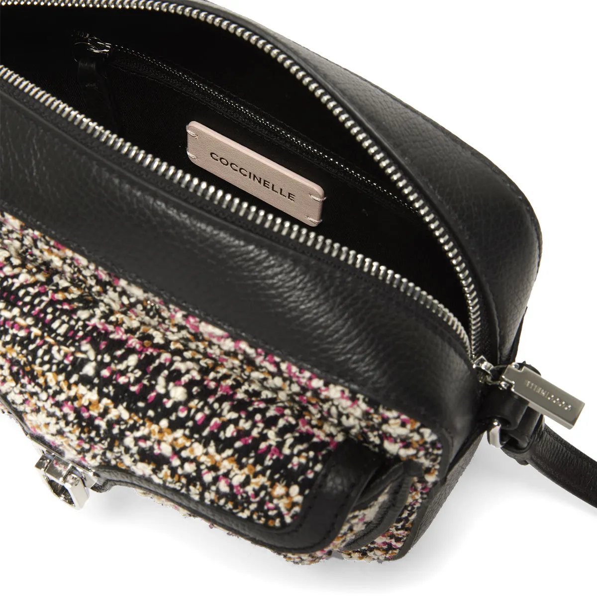 Coccinelle - Borsa a tracolla Beat Soft Small Pixel Bouclè Medium Multicolor Pulp Pink Noir - POP150201 - MULT.PULP/P/NOI