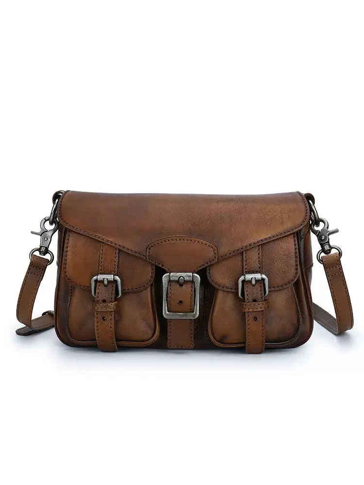 Cute Ladies Brown Leather Satchels Side Bags For Women