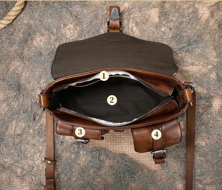 Cute Ladies Brown Leather Satchels Side Bags For Women