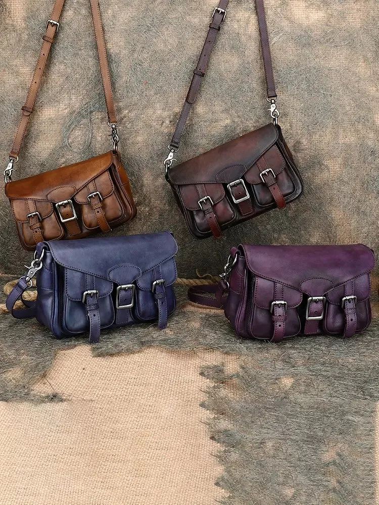 Cute Ladies Brown Leather Satchels Side Bags For Women