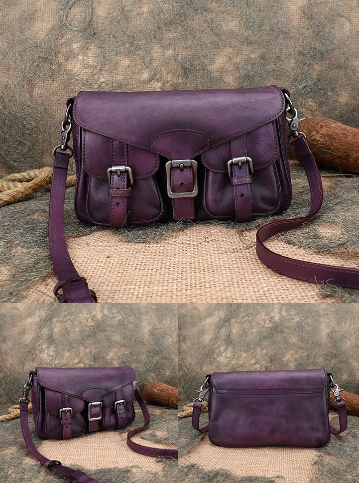 Cute Ladies Brown Leather Satchels Side Bags For Women