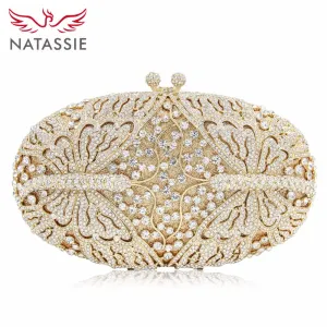 Dragonfly Shape Luxury Crystal Evening With Long Chain Women Bag