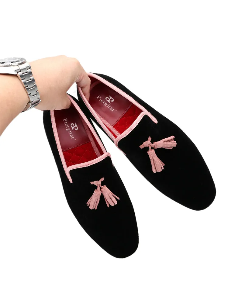 Exported to European and American wedding parties, black velvet loafers, nubuck leather tassel loafers, slip-on moccasin shoes for men