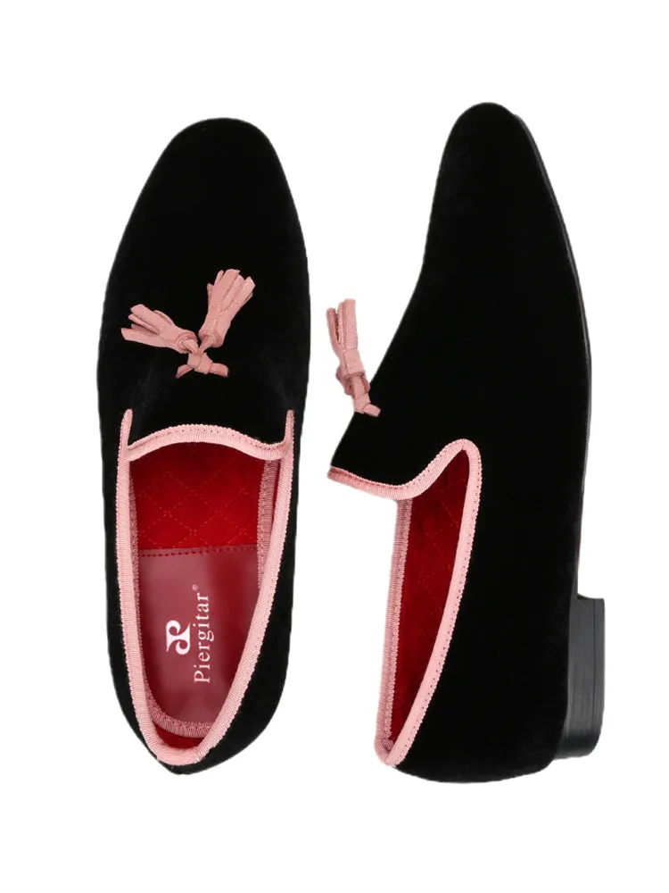 Exported to European and American wedding parties, black velvet loafers, nubuck leather tassel loafers, slip-on moccasin shoes for men