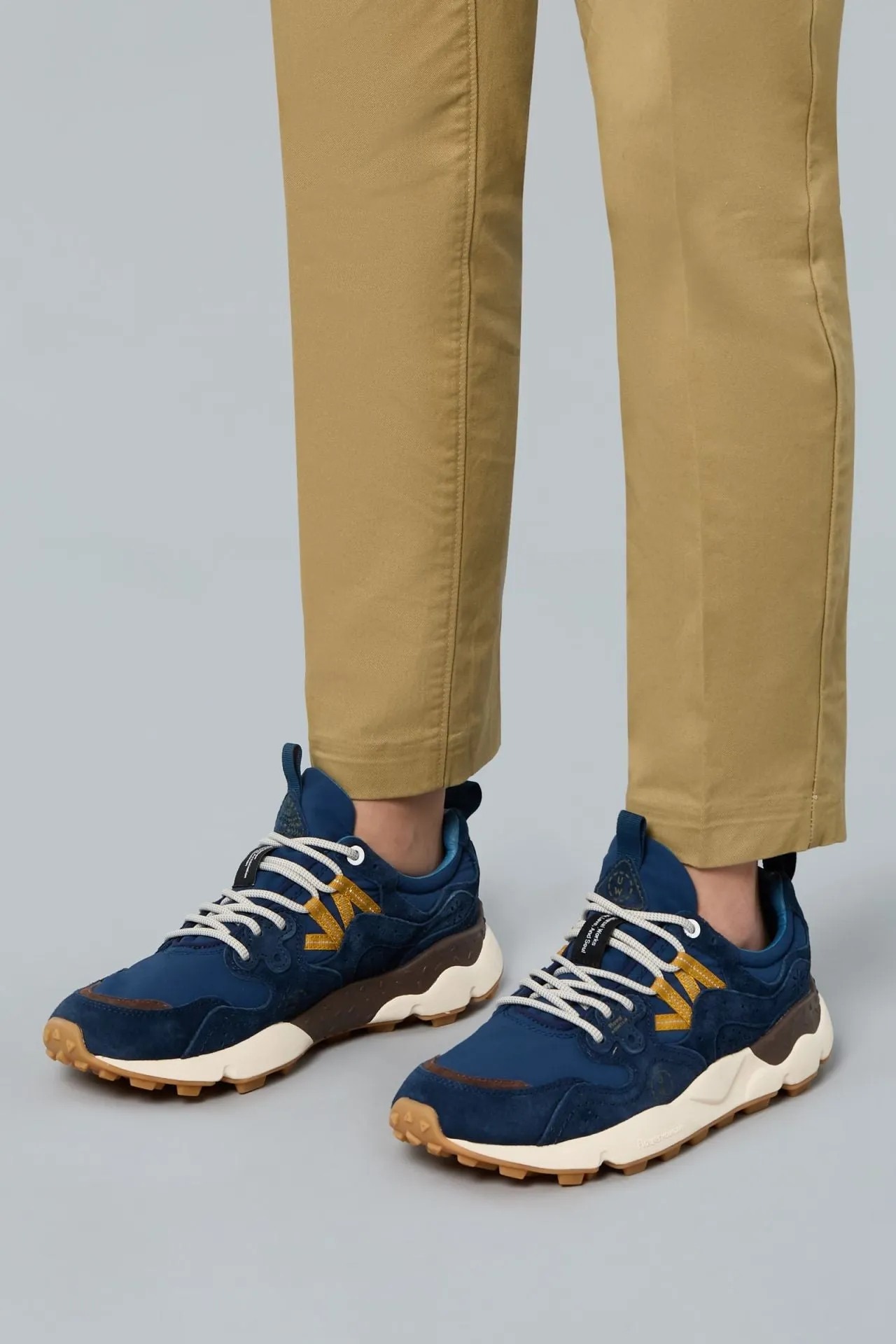 FLOWER MOUNTAIN | Yamano 3 Suede/Nylon Sneakers | Navy-Brown