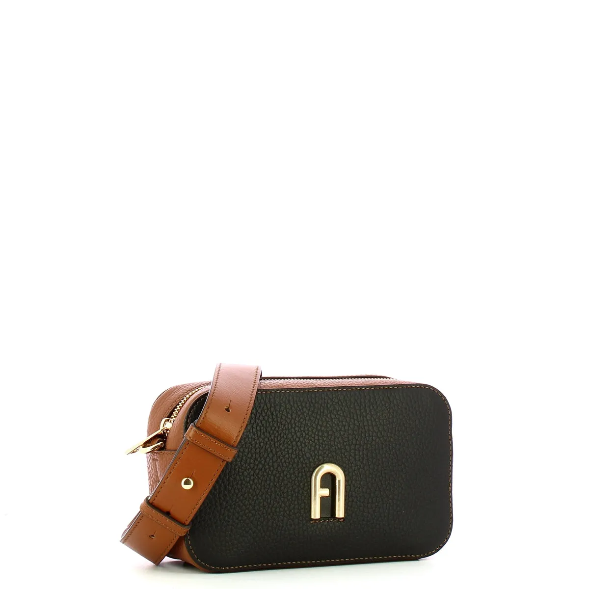 Furla - Mini Borsa a bandoliera Primula Colorblock Nero Cognac - WB00667BX1195 - NERO COGNAC/H